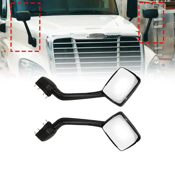 Black Hood Mirrors Pair — Fits Kenworth T680 2013–2020, Peterbilt 579 2010–2017 & 587 2010–2017, Left and Right (2 Pcs)