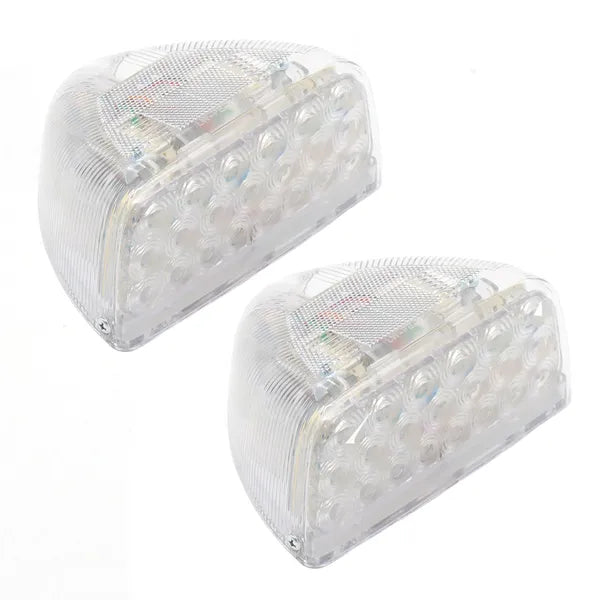 31-LED Triangle Turn Signal Lights for Peterbilt 357 359 365 378 379 — Yellow LED + White Lens (Pair)