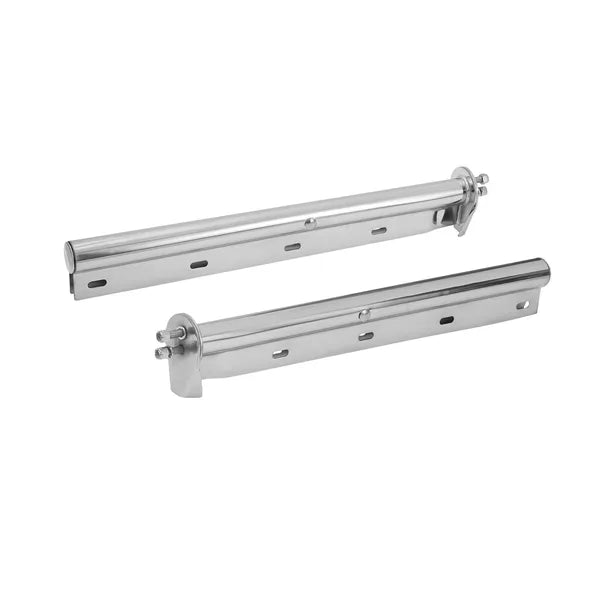 Chrome Straight Spring Loaded Mud Flap Hangers, 1-1/8" Bolt Spacing, for Semi Trucks, 1 Pair, Silver