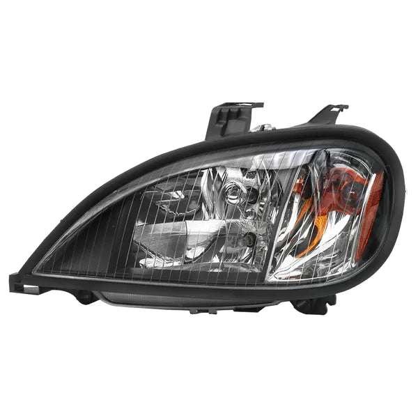Headlights Assembly Fit For 2004-2017 Freightliner Columbia, Black Housing And Amber Reflector Headlamps, Left/Driver Side, Including Halogen Bulbs