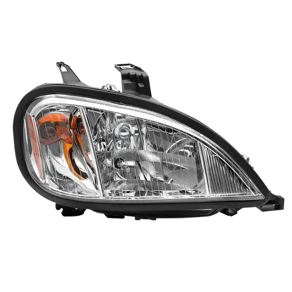 Headlights Assembly Fit For 2004-2017 Freightliner Columbia, Chrome Housing And Amber Reflector Headlamps, Right/Passenger Side, Including Halogen Bulbs