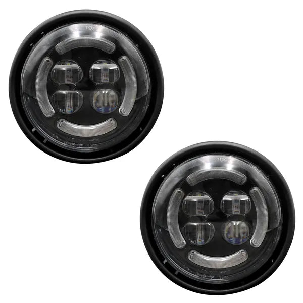 LED Fog Lights Replacement Fit For Freightliner Columbia 2000-2015 Truck, Pair Set Right/Passenger & Left/Driver Sides, Black Color