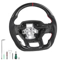 Carbon Fiber Steering Wheel for 2021-2024 Ford F150 – D-Shaped Flat-Bottom, Leather Grip, Black